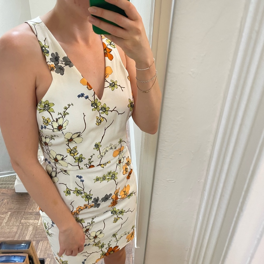 Zara white orchid print dress